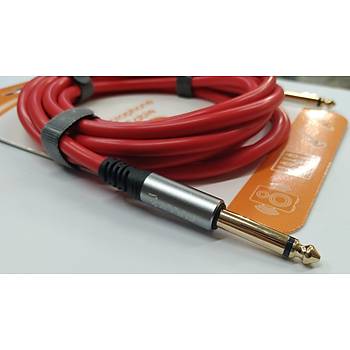 6.3 mm Kaliteli Mono Mikrofon / Enstr�man Kablosu 3 Metre - K�rm�z�