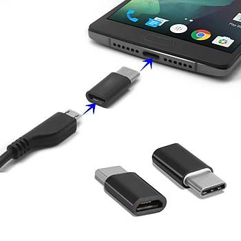 USB 3.1 Type-C Erkek to Micro USB Di�i Ara Aparat - Siyah
