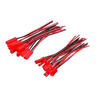 2 Pin Erkek+Dii DC Kablo - Krmz - 10 Takm