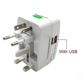Universal Seyahat Priz evirici 2 Port USB kl