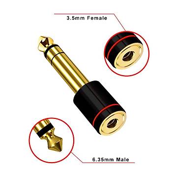 6.3 mm Stereo Erkek to 3.5 mm Dii Kaliteli evirici Siyah