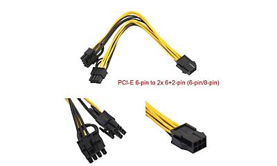 6 Pin to 2x 6+2 Pin Ekran Kart� G�� �oklay�c� Kablo