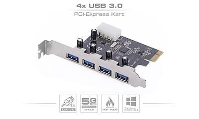PCI-Express Kart - Dark - DK-AC-U3P4 - 4 Port USB 3.0 Kart