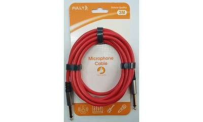 6.3 mm Kaliteli Mono Mikrofon / Enstr�man Kablosu 3 Metre - K�rm�z�