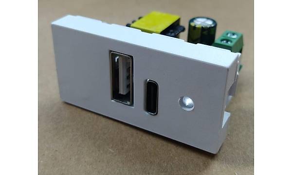 22.5x45 5 Volt 2 Amper USB+Type-C �kili �arj Mod�l� - Beyaz