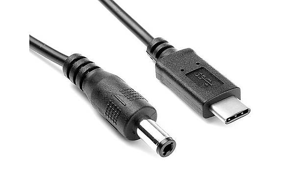 DC 5.5x2.5 mm Erkek - USB Type-C Erkek Kablo - 20 cm 