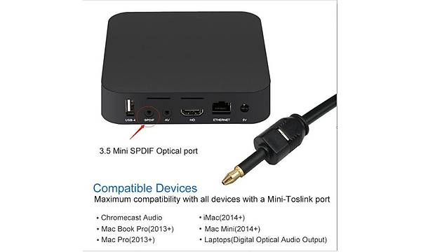 Xiaomi Mi Box Optik to SPDIF Dijital Ses Kablosu 1.5 Metre