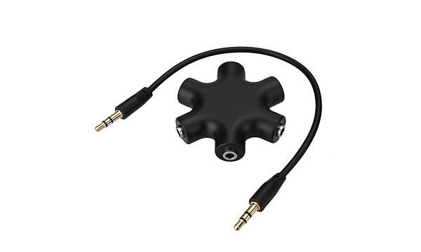 3.5 mm Stereo 5'li Splitter �oklay�c� Y�ld�z Aparat - Siyah