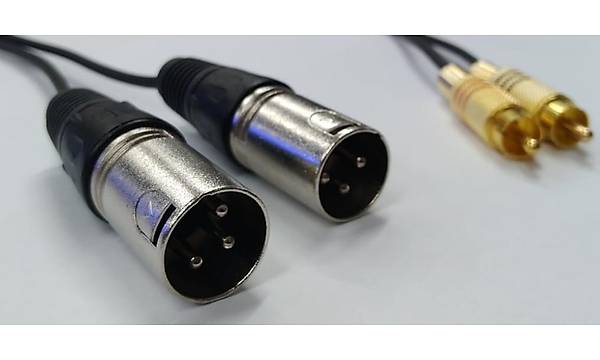2x XLR Erkek to 2x RCA Gold Erkek Kablo 1.5 Metre