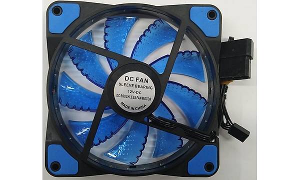 120x120x25 mm 12 Volt 3 Pin Mavi Ledli Fan