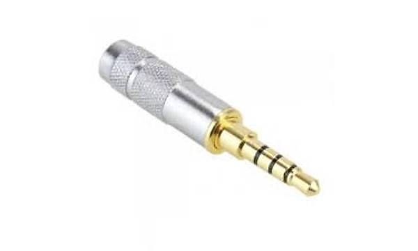 3.5 mm TRRS Stereo Erkek Kaliteli Metal Gri Jack