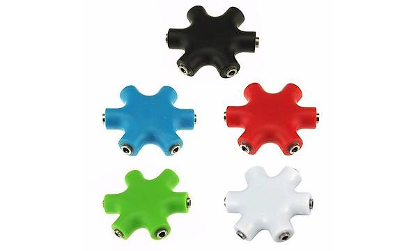 3.5 mm Stereo 5'li Splitter �oklay�c� Y�ld�z Aparat - Beyaz