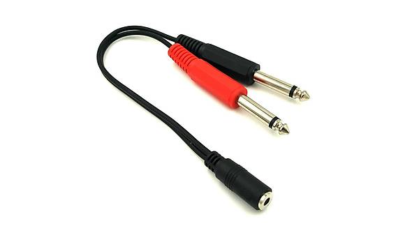 3.5 mm Stereo Di�i to 2x 6.3 mm Mono Erkek �evirici Kablo