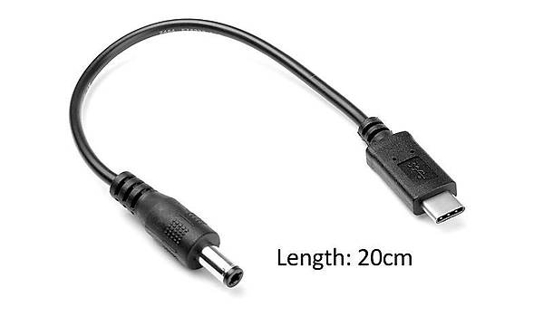 DC 5.5x2.5 mm Erkek - USB Type-C Erkek Kablo - 20 cm 