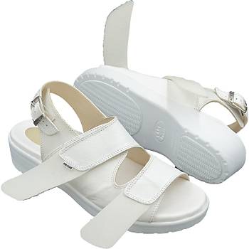 Ortopedik Topuk Dikeni Sandaleti Bayan Beyaz EPT08AB (Deri ve Silikonlu)