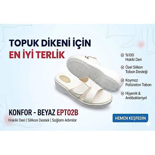 Topuk Dikeni ��in En �yi Terlik Bayan Modeli - Beyaz EPT02B