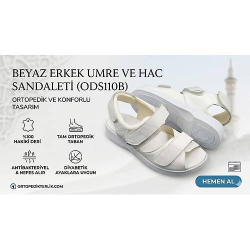 Beyaz Umre ve Hac Sandaleti Erkek ODS110B