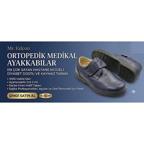 Ortopedik Hastane Doktor Ayakkab�s� C�rtl� Erkek Lacivert OD-51LL