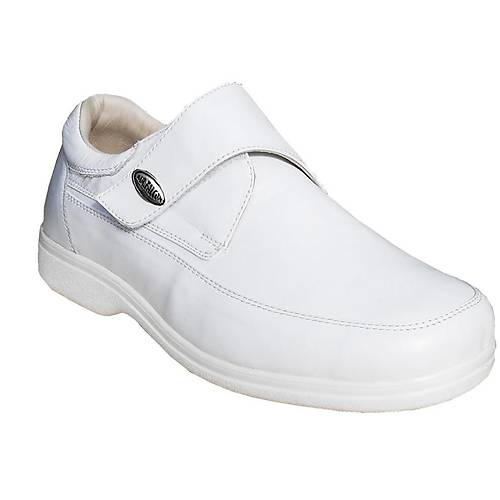 Diyabet Ayakkabıları Erkek Cırtlı Model Beyaz OD51B (Deri ve Ortopedik)