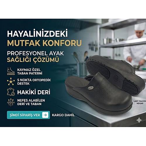 Ladyfalcon Bayan Siyah Ortopedik Deri Sabo A��� Terli�i - HD126S