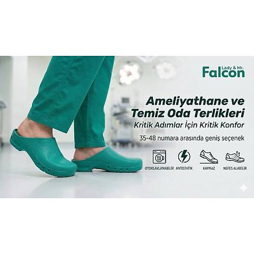 Falcon Ameliyathane ve Cerrahi Terli�i - Otoklavlanabilir Antistatik (Ye�il)