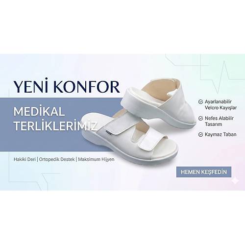 Tam Ortopedik Medikal Bayan Terlik - Beyaz (Tarakl� ve �i� Ayaklar ��in)