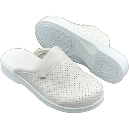 Klasik Sabo Terlik Erkek Beyaz HD666B (Ortopedik ve Deri)