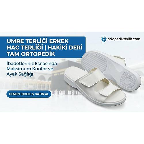 Umre Terli�i Erkek Hac Terli�i Ortopedik Deri Beyaz ORT-13B