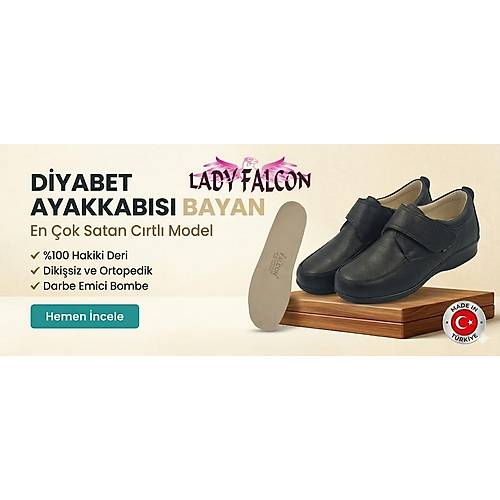 Diyabet Ayakkab�s� Bayan C�rtl� Siyah Model OD01S (�eker Hastalar�)