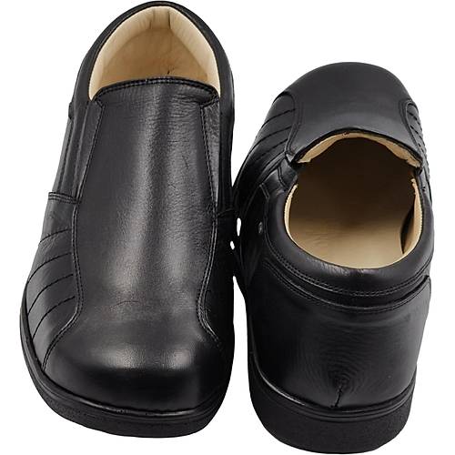 Topuk Dikeni Ayakkab�s� Erkek Lastikli Siyah EPTA53S (Ortopedik ve Deri)