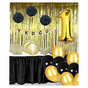 Gold Siyah Do�um G�n� Seti 25 Ki�ilik