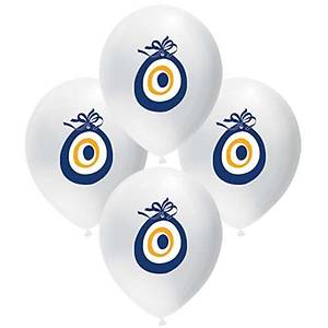 Beyaz Nazar Boncuklu Balon � 30 cm 10 Adet