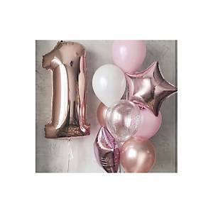1 ya� Rose pembe balon demeti 10 lu