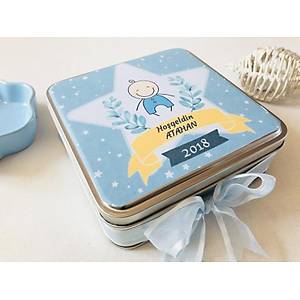 �sim Bask�l� Kare Metal Kutu Bebek �ikolatas� - 140 Adet �ikolatal�