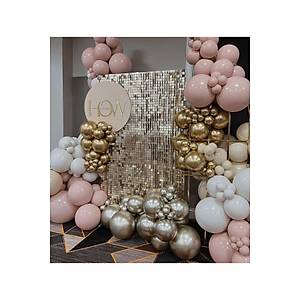 A��k ve koyu gold krom pink blush balon zinciri seti 100 l�