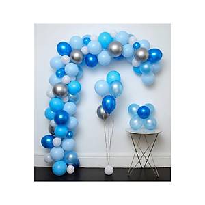 100 Adet Lacivert Mavi Beyaz Metalik Balon Gri Krom Balon Zinciri