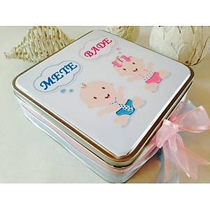 �sim Bask�l� Kare Metal Kutu �kiz Bebek �ikolatas� - 140 Adet �ikolatal�