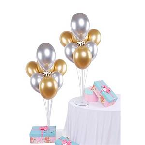 Gold G�m�� Balonlu 2'li Balon Stand� - 2 Adet Stand ve 20 Adet Krom Balon