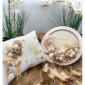 Yuvarlak Ah�ap Bebek Kap� S�s� ve Tak� Yast���