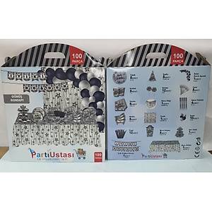 G�m�� Siyah Parti Seti 100 Par�a