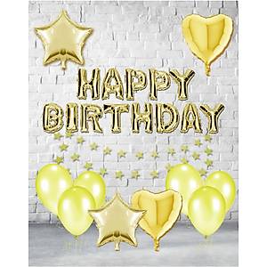 Gold Happy Birthday Balonlu Set