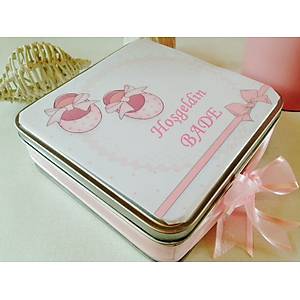 �sim Bask�l� Kare Metal Kutu Bebek �ikolatas� - 140 Adet �ikolatal�