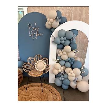 Deniz Kumu Frtna Mavi Cam Mavi Retro Balon Zinciri Seti 100'l