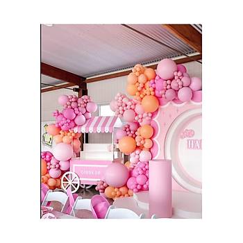 Turuncu Pembe Balon Zinciri Seti 103'l� Jumbo Balon Dahil