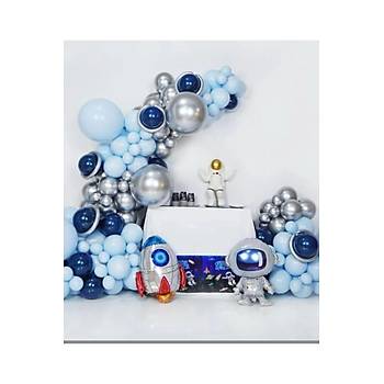 Lacivert Mavi G�m�� Balon Zinciri Seti 100'l� Uzay Konsept