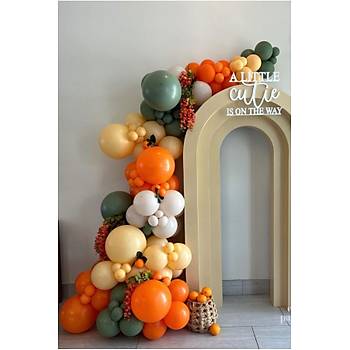 Turuncu Ye�il Balon Zinciri Seti 103'l� Jumbo Dahil