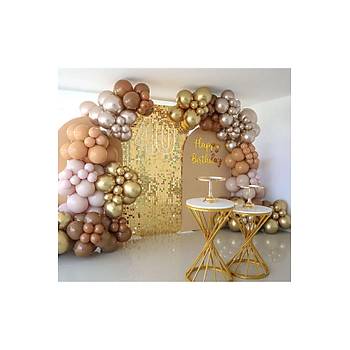 Kahve karamel deniz kumu gold krom balon zinciri seti 100�l�