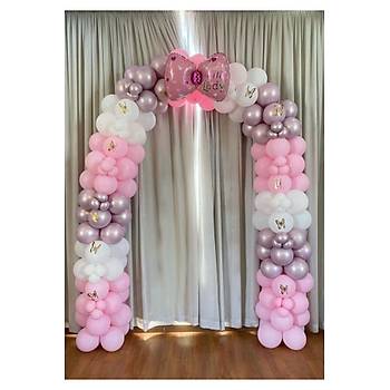 Krom Pembe Beyaz Balon Zinciri Seti 100'l�