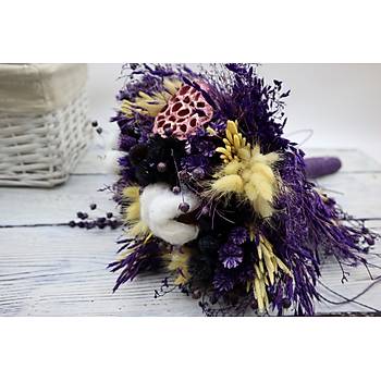 Kuru �i�ekli Gelin Buketi ve Damat Yaka ��nesi