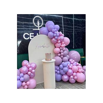 Pembe Lila Balon Zinciri Seti 103'l� Jumbo Balon Dahil